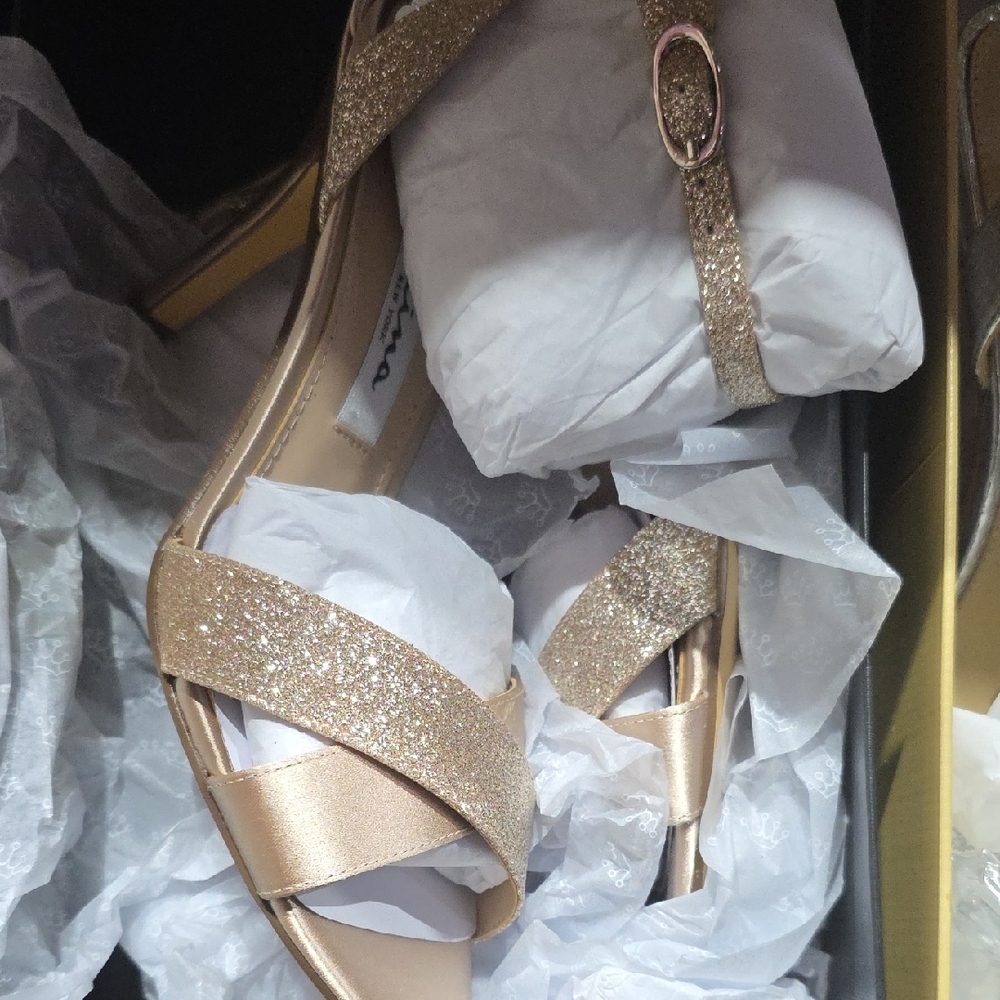 Nina Gold Glitter Strap Heels